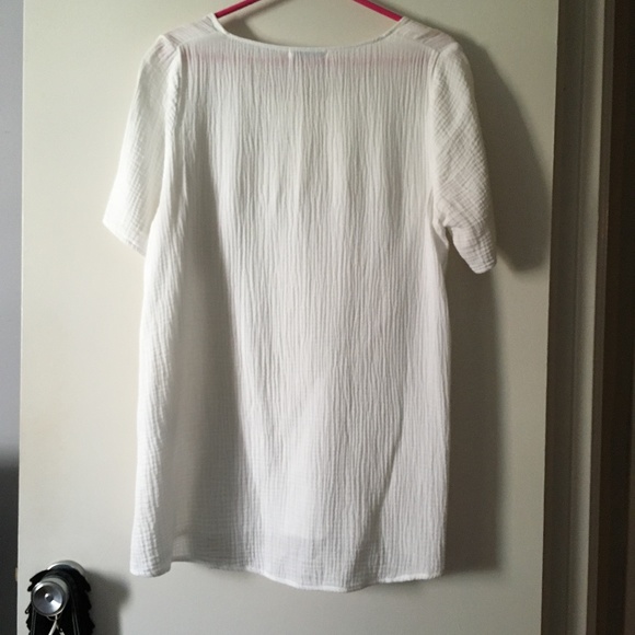 MES SOEURS ET MOI White Cotton Textured Short Sleeve Top O/S - Picture 3 of 6